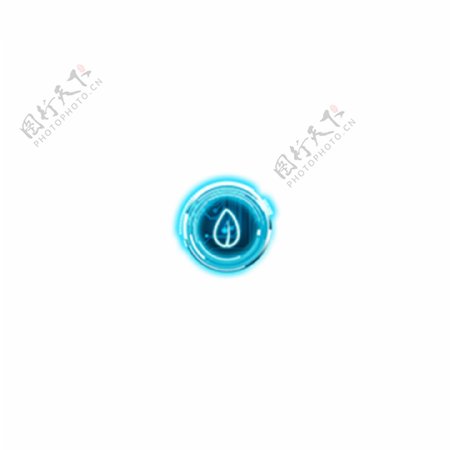 蓝色荧光水滴图标素材
