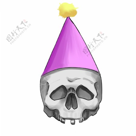 紫色帽子骷髅插画