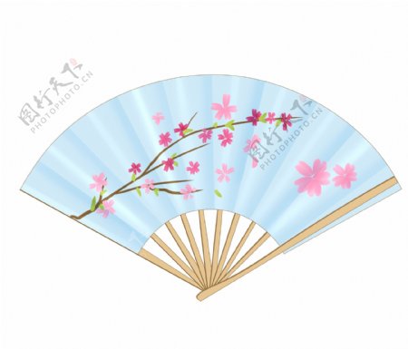 漂亮的樱花折扇插画
