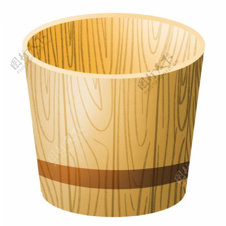 一个木质水桶插画