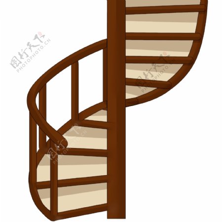 木质旋转楼梯插画