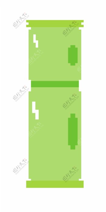 绿色冰箱像素画插图