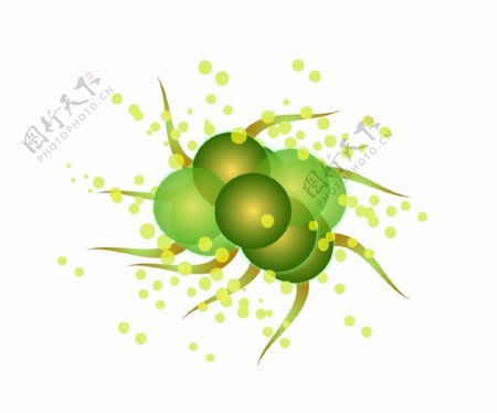 绿色的毛球细菌插画