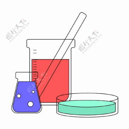 化学实验烧杯插画
