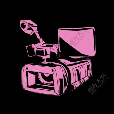 粉色的摄像机插画