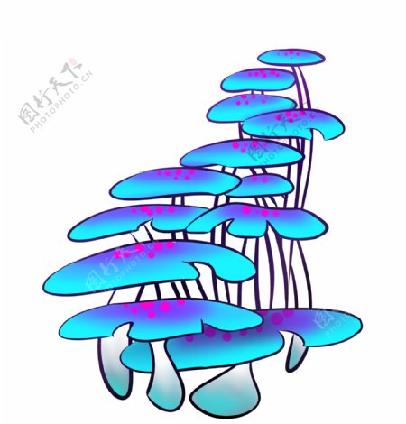 唯美蓝色蘑菇梯子