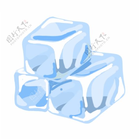 蓝色透明冰块插画