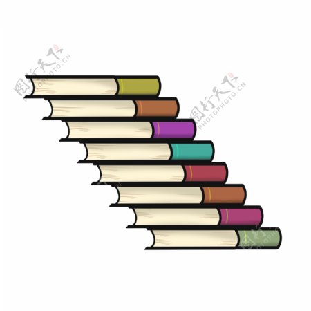 彩色书本楼梯插图