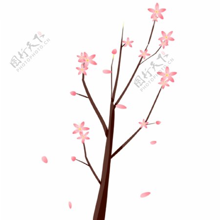 粉色樱花树木插画