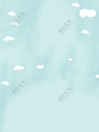 卡通手绘蓝天白云插画背景
