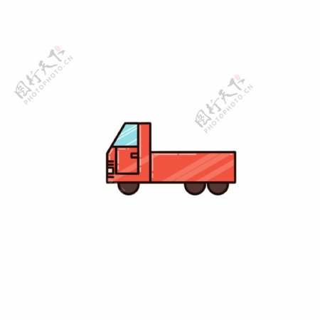 简约可爱橙色小货车交通运输工具