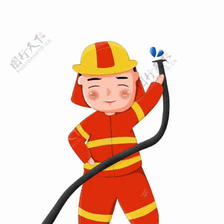 卡通消防员图案元素
