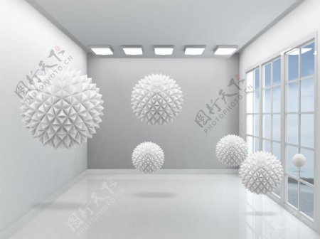 3D空间圆球背景墙