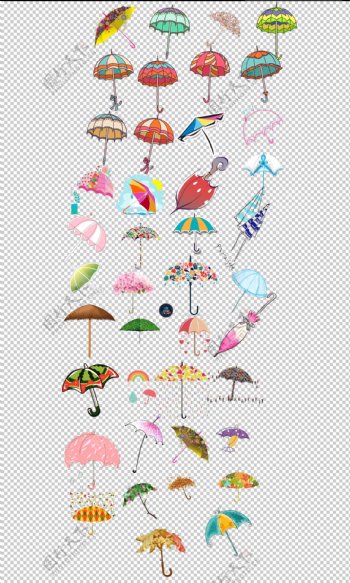 手绘可爱雨伞彩色卡通漂亮雨伞