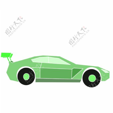 一辆绿色小轿车