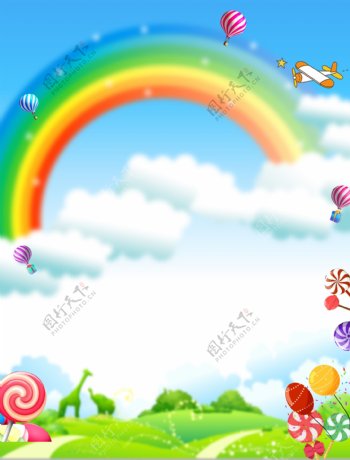 六一儿童节彩虹糖果背景设计