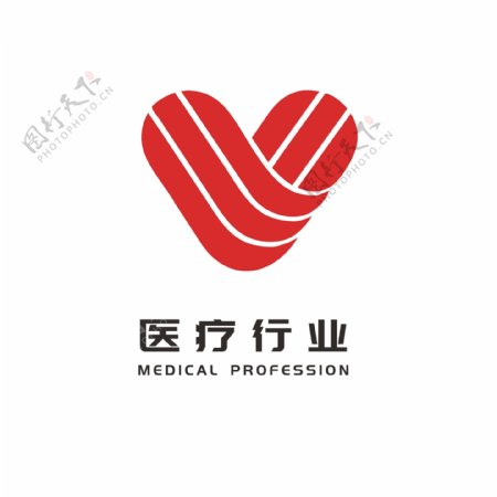 医疗行业卫生保健医药logo爱心线条标志