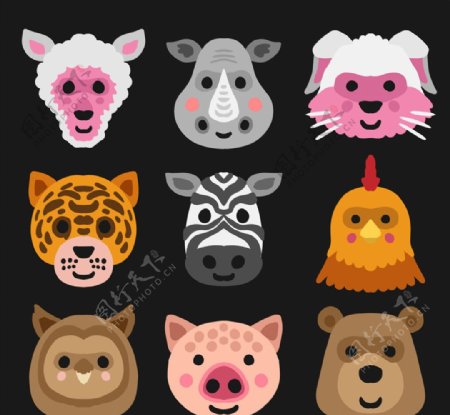 9款彩绘动物头像面具