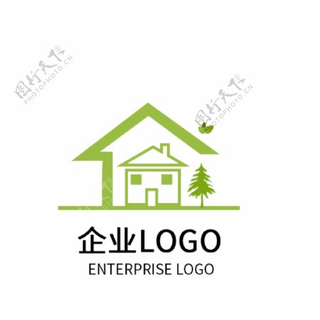 房产地产公司LOGO设计绿色家园标志
