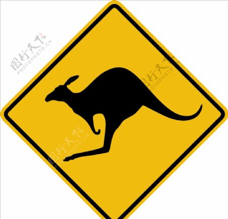 外国交通图标注意袋鼠