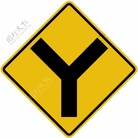外国交通图标前方Y型交叉路口