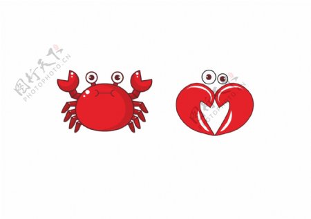 螃蟹可爱手绘矢量logo元素蟹