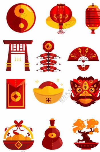 传统春节图标设计新年图标