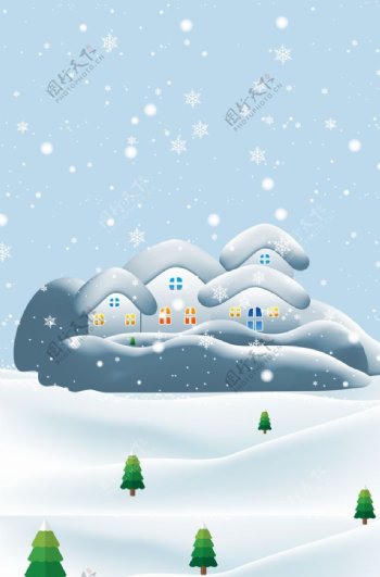 冬季雪花卡通宣传海报