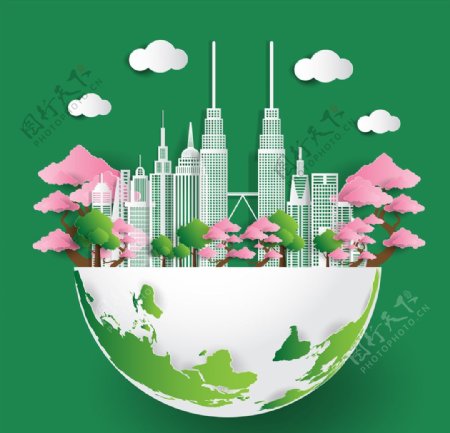 绿色城市插画