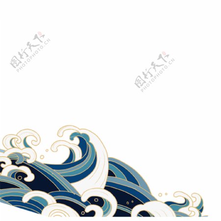 中国风手绘海浪素材