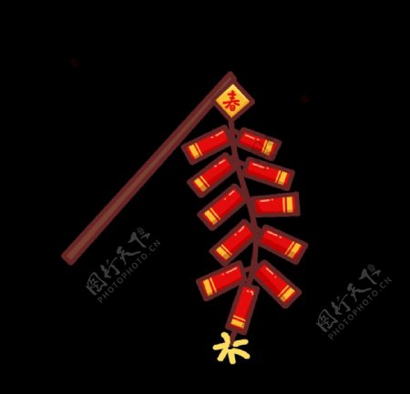手绘卡通中国传统春节新春鞭炮元