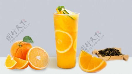 鲜橙水果茶