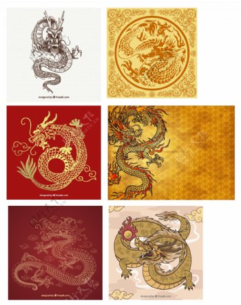 中国古典花边和龙纹图案
