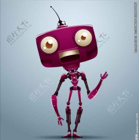 紫色机器人卡通可爱素材人物