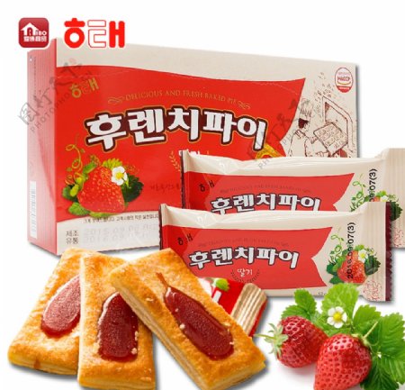 韩国海太草莓果酱派饼干
