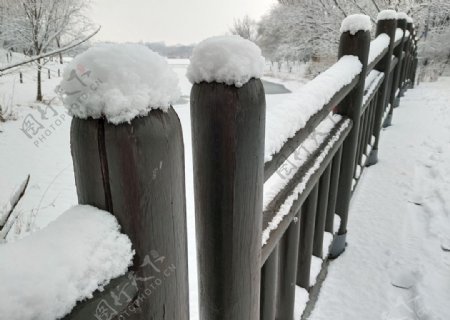 栏杆上的雪