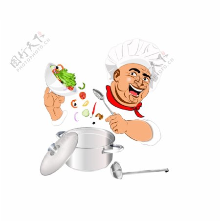 做饭的厨师卡通素材设计