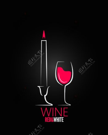 烛光晚宴红酒杯图标卡通符号