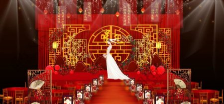 中式金色铁艺婚礼效果图