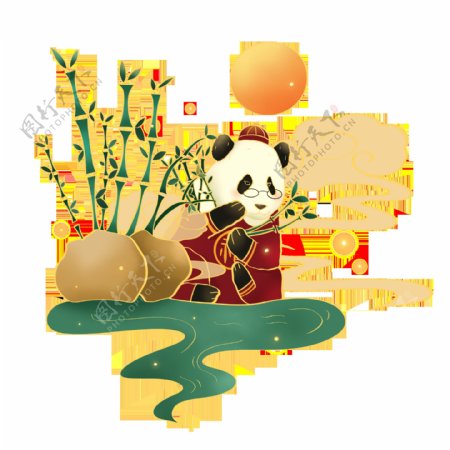熊猫国潮插画