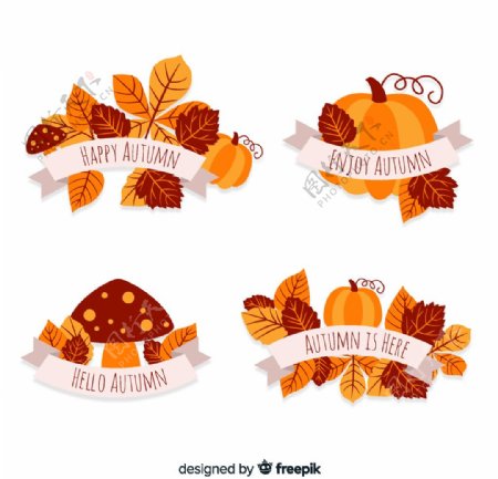 4款创意秋季树叶标签