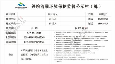 治污减霾环境保护监督公示栏牌