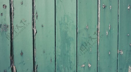 蓝绿色刷漆木板