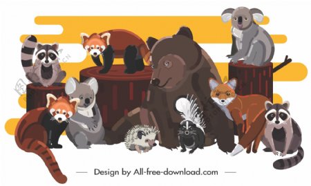 10款卡通野生动物设计