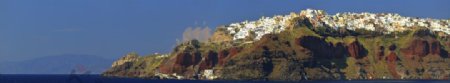 希腊圣托里尼岛菲拉小镇全景照片