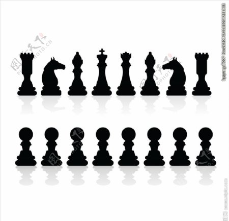 国际象棋剪影矢量素材