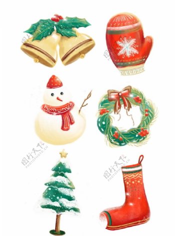 铃铛手套圣诞袜子雪人花环圣诞树