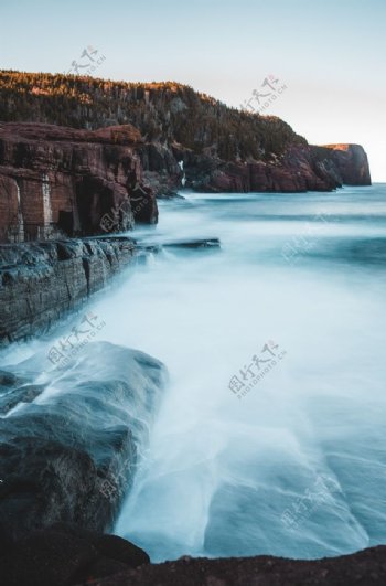 海水悬崖海浪自然生态背景素材