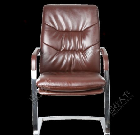 不锈钢褐色带扶手色皮椅正面
