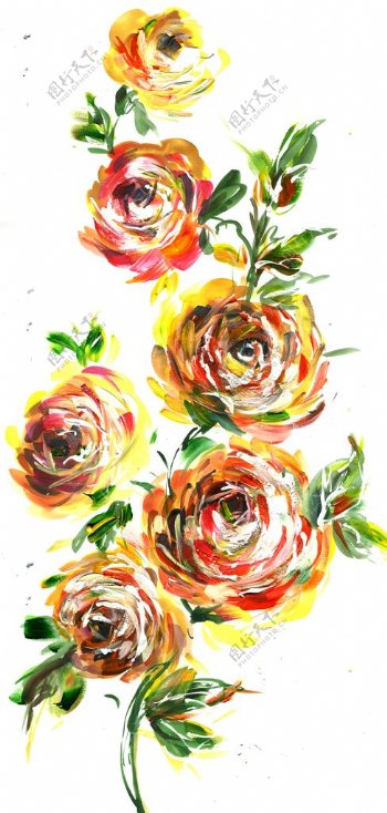 原创水彩手绘艺术花卉